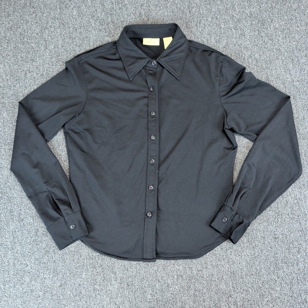 Limited America Vintage 90s Button Down Shirt Womens M Black Polyester Spandex